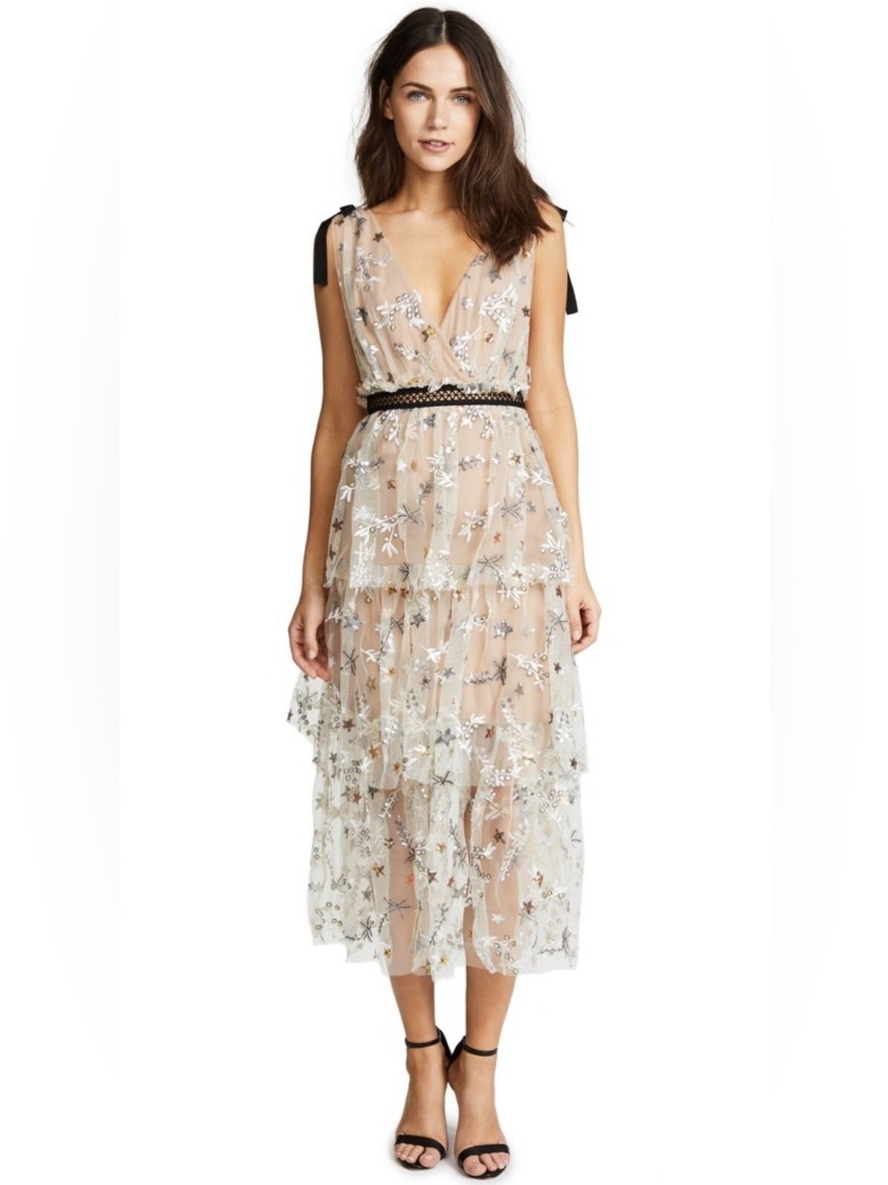 Self-Portrait Star Mesh Midi Dress